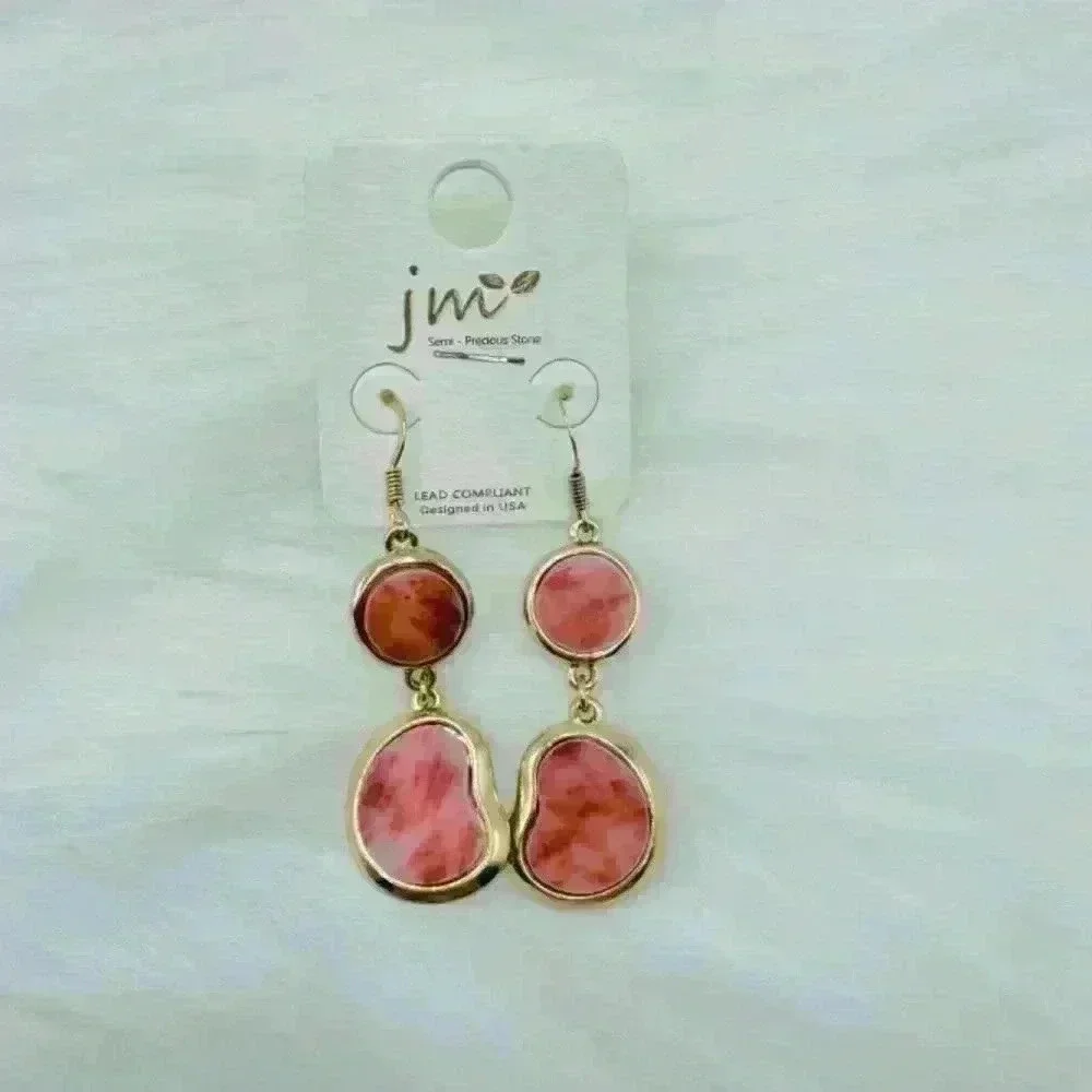 Red Marble Statement Earrings